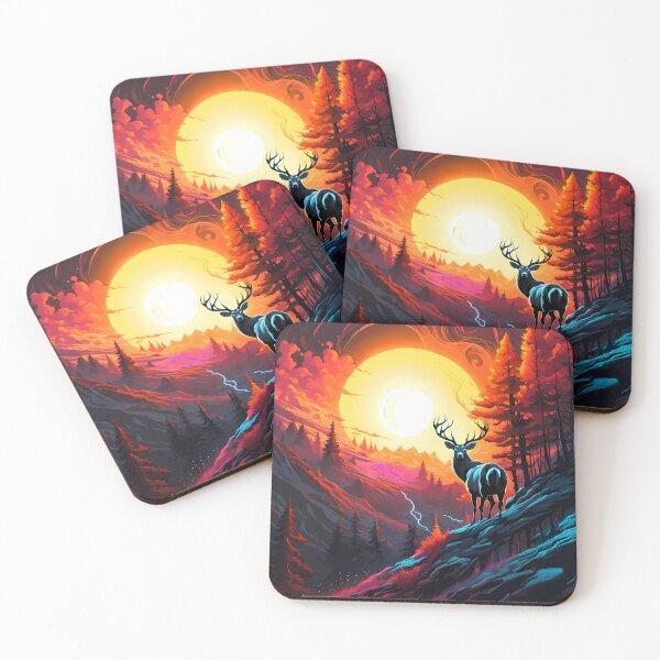 Item preview, Deer Against Giant Sun, Ai Generated Art  designed and sold by ACC .