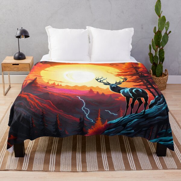 Item preview, Deer Against Giant Sun, Ai Generated Art designed and sold by ACC .