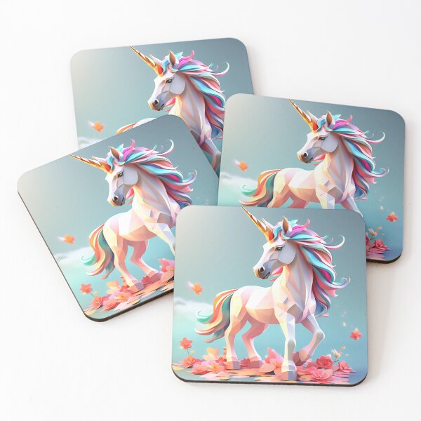 Item preview, Unicornio floral multicolor estilo geométrico 3D/Diseño animal geométrico designed and sold by GeometricPets.