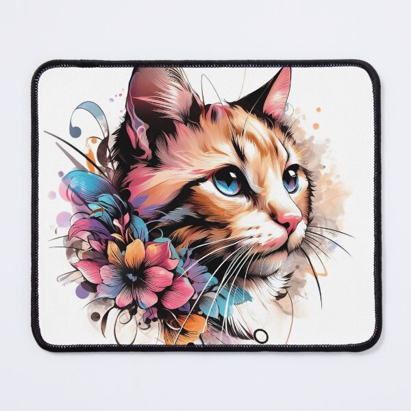 Item preview, Art of a cute kitten with a colorful and stylish flower necklace designed and sold by Marcoshop10.
