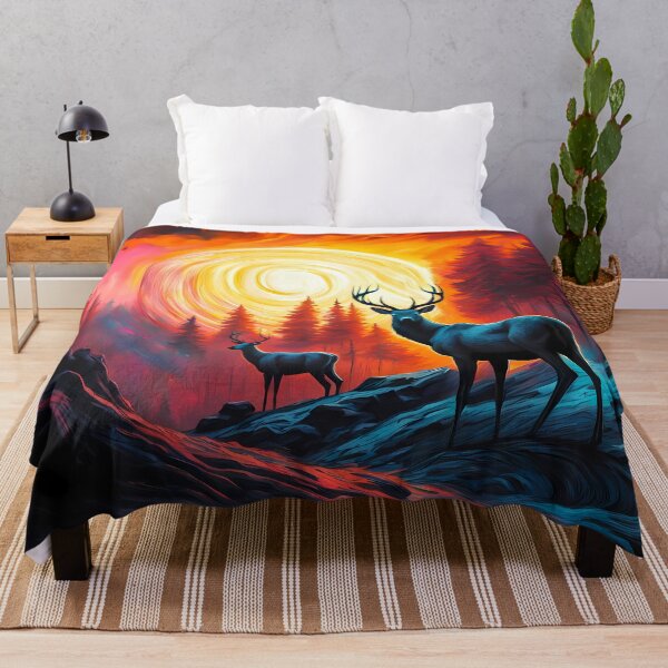 Item preview, Ciervo contra el sol arremolinado, arte generado por Ai designed and sold by ACC .