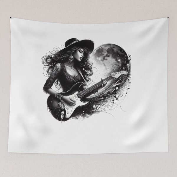 Item preview, “Electric Harmonies: The Guitarist and his Bewitching Riffs” designed and sold by CHRIST5000.