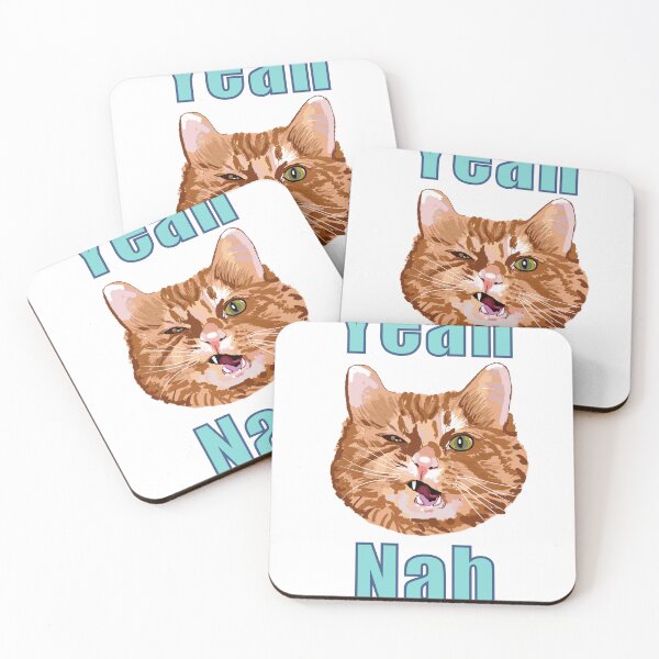Item preview, Yeah nah cat blue writing designed and sold by Itchygrandpa.