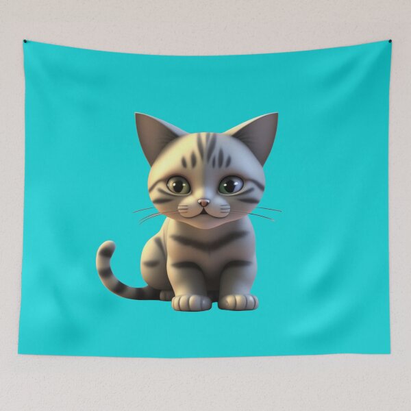 Item preview, 3D Cartoon Silver Grey Tabby Kitten designed and sold by MartineP77.