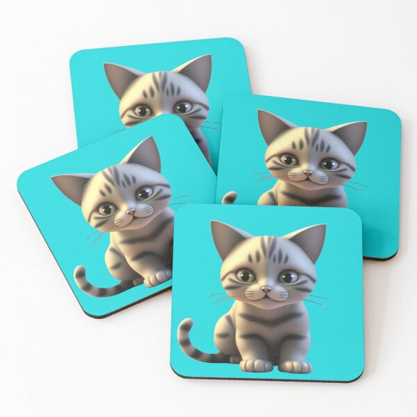 Item preview, 3D Cartoon Silver Grey Tabby Kitten designed and sold by MartineP77.