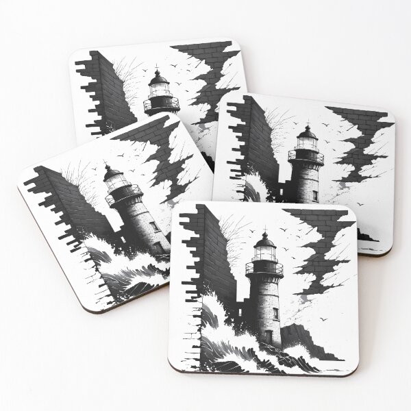 Item preview, Old lighthouse, viewing from broken wall of hauted house, near seashore designed and sold by Filley-Ghalley.
