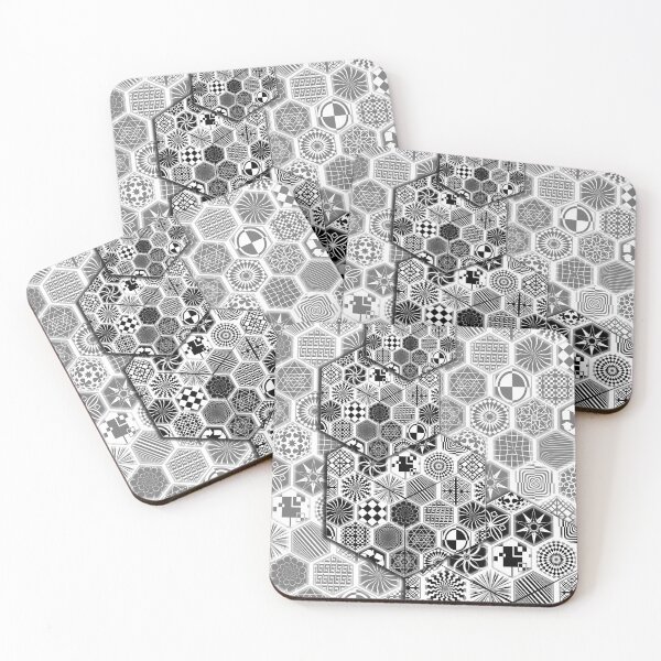 Item preview, Hexagon , B&W shapes, Repeating Pattern #11 designed and sold by IdoFriedmanArt.