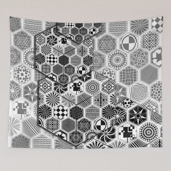Item preview, Hexagon , B&W shapes, Repeating Pattern #11 designed and sold by IdoFriedmanArt.
