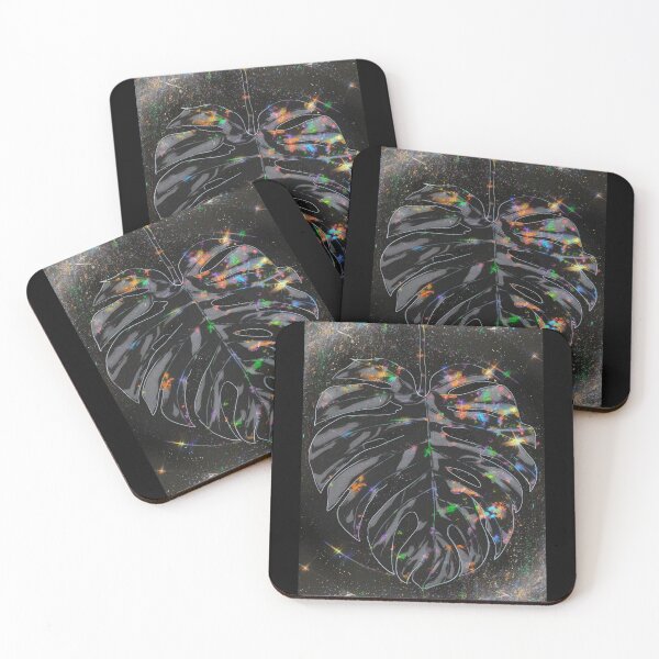 Item preview, A Graphic of Monstera Leaf in Black with Sparkling Glitters in all Colours of the Rainbow. designed and sold by NatureThing.