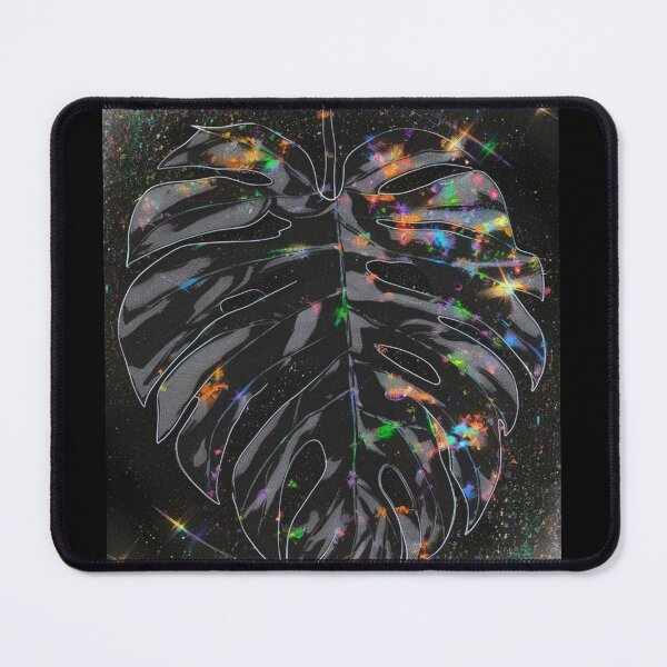 Item preview, A Graphic of Monstera Leaf in Black with Sparkling Glitters in all Colours of the Rainbow. designed and sold by NatureThing.