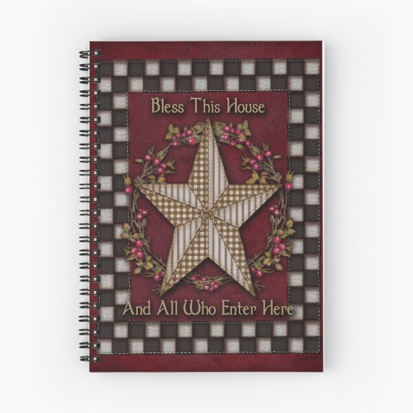 Item preview, Primitive Folkart Bless This House Quilted Star Berries II designed and sold by CheriesArt.