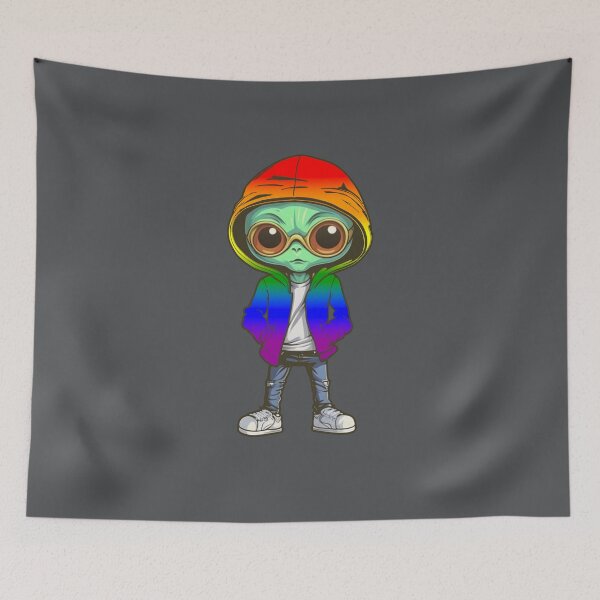 Item preview, LGBTQIA+ Pride Flag Alien, Gaylien Rainbow Pride Design designed and sold by Travelslightly.