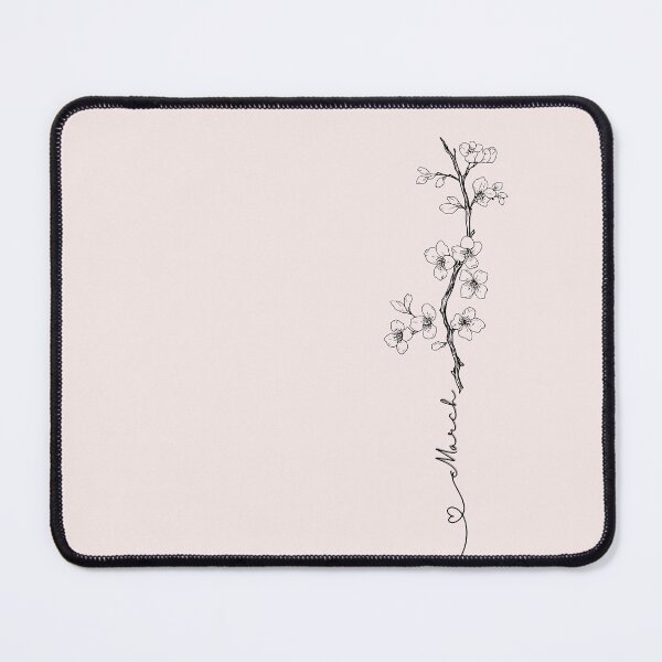 Item preview, Minimalist Typography Line Art Drawing Cherry Blossom March Birth Flower designed and sold by LEILA ART SPACE.