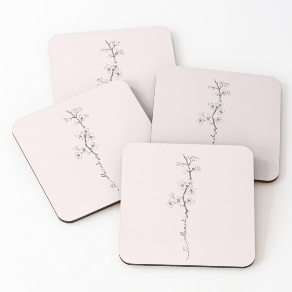 Item preview, Minimalist Typography Line Art Drawing Cherry Blossom March Birth Flower  designed and sold by LEILA ART SPACE.