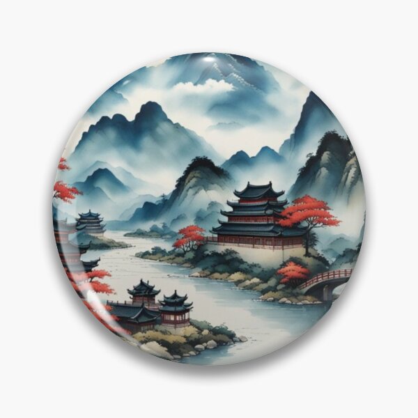 Item preview, Chinese mountain village with river designed and sold by JackFreestone.