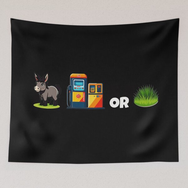 Item preview, A donkey next to a gas pump designed and sold by Roxburylane.