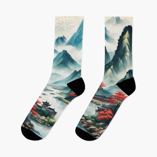 Item preview, China mountain village with river designed and sold by JackFreestone.