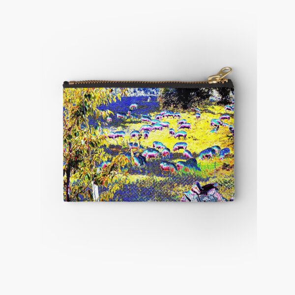 Item preview, Picturesque scene with sheep in yellow designed and sold by Carine Werthmann.