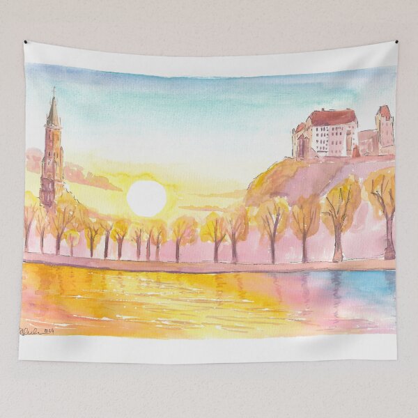 Item preview, Landshut Morning Sun with St Martin and Trausnitz view from Isar designed and sold by artshop77.