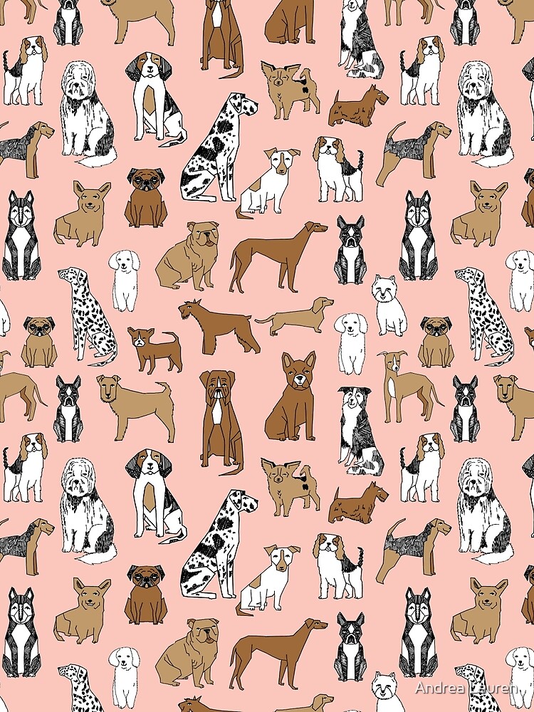 Dogs Dogs Dogs - Pink Background by papersparrow
