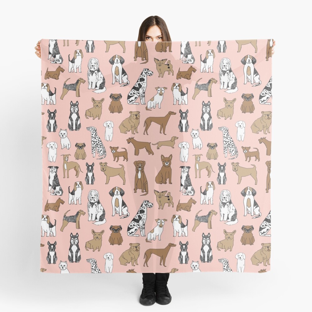 Dogs Dogs Dogs - Pink Background Scarf