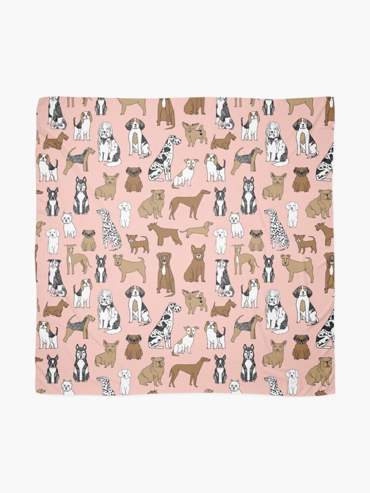 Alternate view of Dogs Dogs Dogs - Pink Background Scarf
