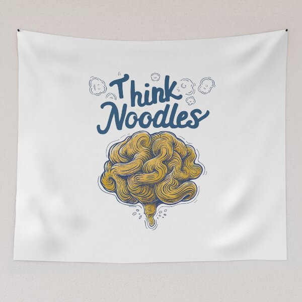 Item preview, "Think Noodles" Creative Noodle Brain Illustration designed and sold by RuyaFab.