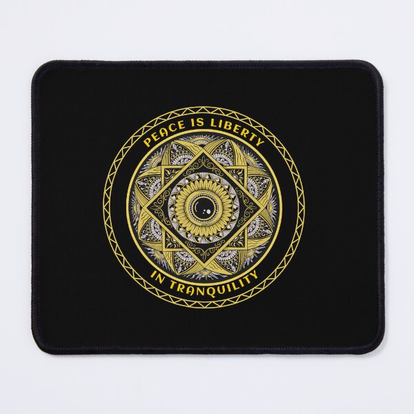 Item preview, Peace is liberty in tranquility Yellow and Black Mandala art designed and sold by lozsart.