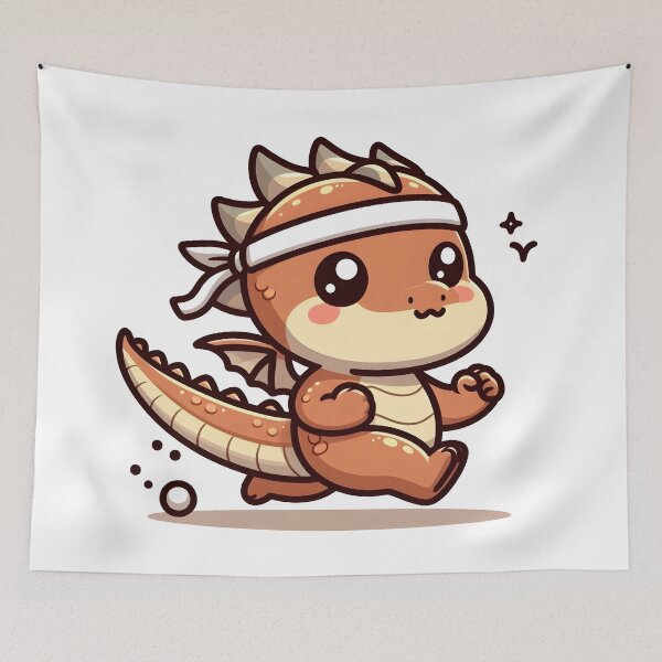 Item preview, Kawaii Coy Dragon: Wearing A Sweatband designed and sold by CanvasCutie.