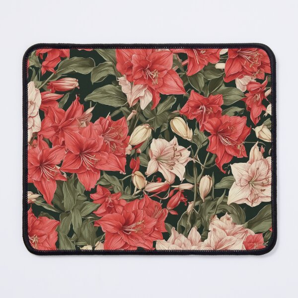 Item preview, Hippeastrum red flower vintage drawing style pattern designed and sold by Vintiland.