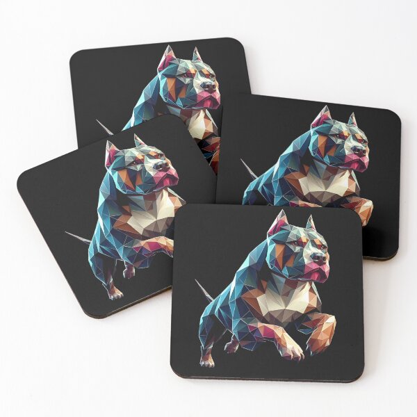 Item preview, pitbull running geometric origami 3d neon, 3D polygonal illustration designed and sold by CutOriginalArt.