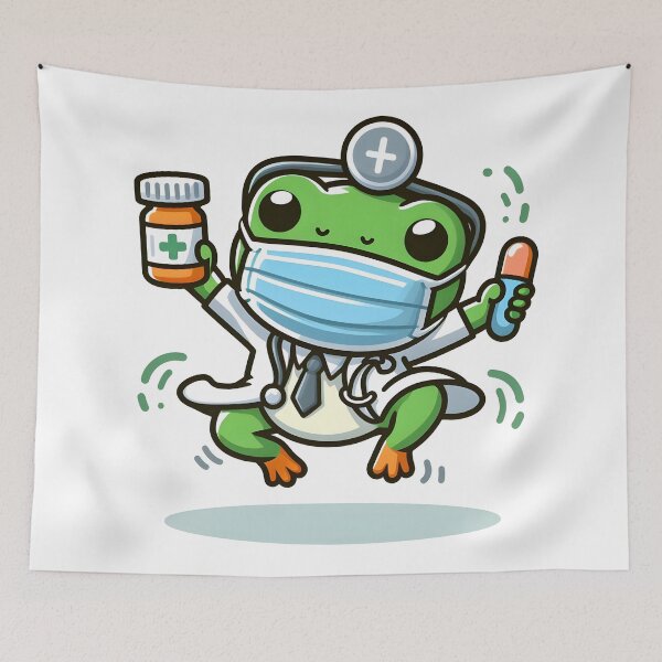Item preview, Kawaii Frog With Medical Mask designed and sold by CanvasCutie.