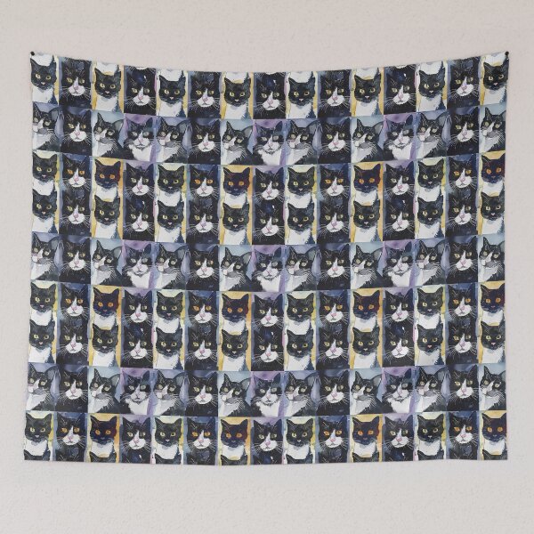 Item preview, watercolor cat collage designed and sold by YuliaHulia.