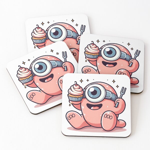 Item preview, Kawaii Jubilant Cyclops With Cupcake designed and sold by CanvasCutie.