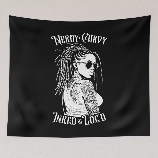 Item preview, Black Girl Nerdy Curvy Inked And Loc’d Tattoo Woman designed and sold by GrandeDuc.