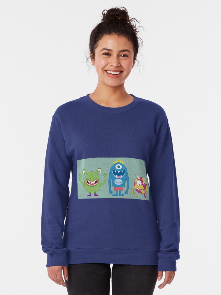 Alternate view of Friendly monster happy fun Pullover Sweatshirt