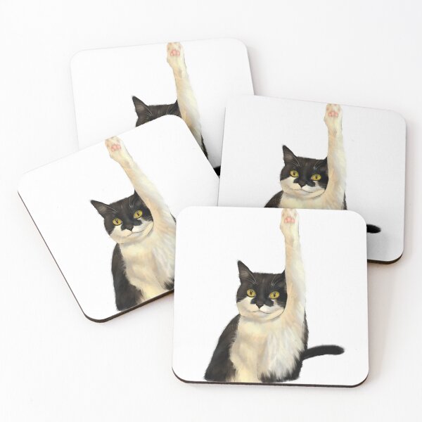 Item preview, cat raising hand designed and sold by paintedpalette3.
