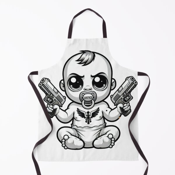 Item preview, Fun cartoon - Cute baby with two guns ask for justice designed and sold by NovaMode.