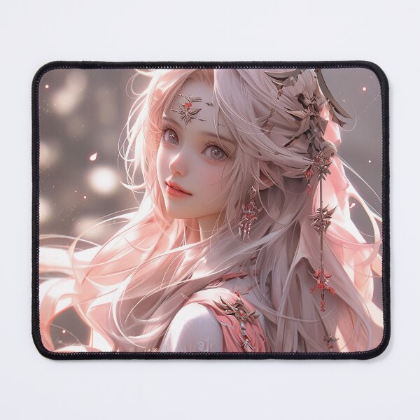 Item preview, Serene Ethereal Pink and Silver Fantasy Anime Girl designed and sold by bubblegoth.