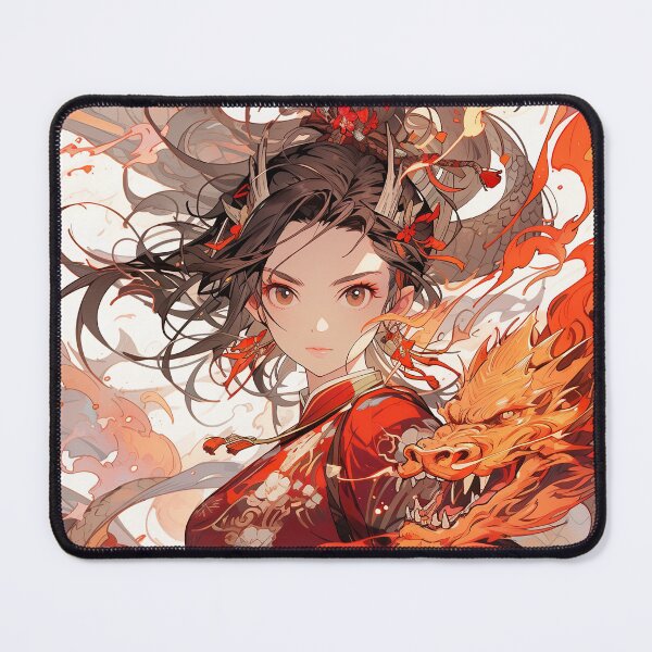 Item preview, Intense Crimson Dragon Flame Warrior Anime Girl designed and sold by bubblegoth.