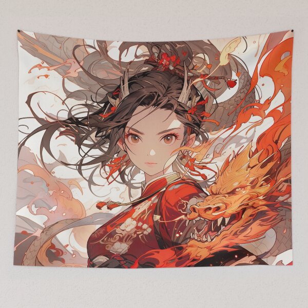 Artikelvorschau, Intensives Crimson Dragon Flame Warrior Anime Girl entworfen und verkauft von bubblegoth.
