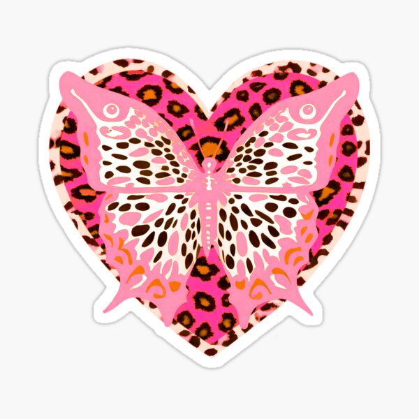 Monarch Butterfly, Leopard pattern, Aesthetic summer Sticker