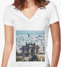 Gateway of India Sky View Women's Fitted V-Neck T-Shirt