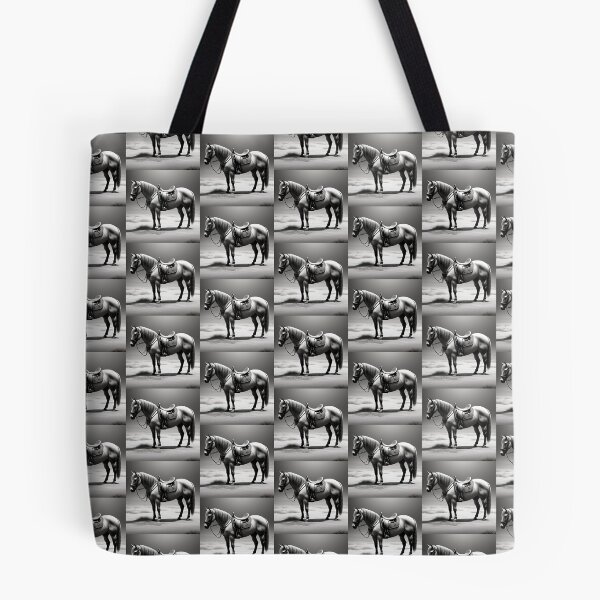 Item preview, BLACK AND WHITE HORSE designed and sold by AmazingBackDrop.