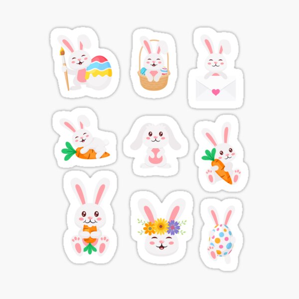 Item preview, Cute Rabbits Sticker Pack designed and sold by PrintEveryday.