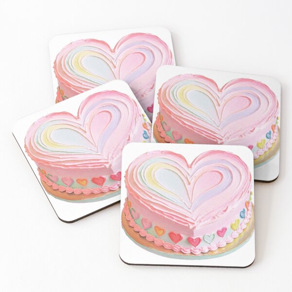 Item preview, Yummy Kawaii Food Sweet Pastel Pink Colorful Valentines Heart Cake designed and sold by knickeryknackry.
