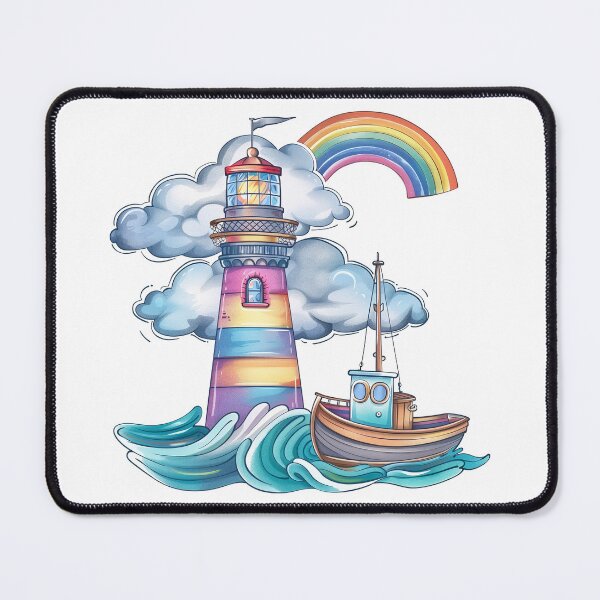 Item preview, Rainbow colors watercolor lighthouse designed and sold by 1enchik.