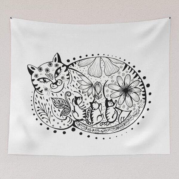 Item preview, Cat with kittens designed and sold by bagiolita.