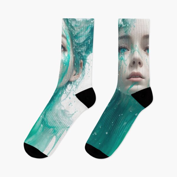 Item preview, Surreal Portrait Girl with Emerald Teal Liquid Color designed and sold by SoccaTamam.