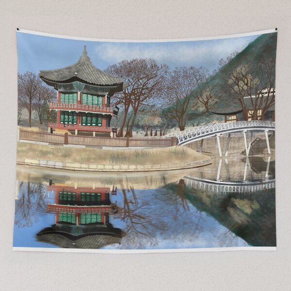 Item preview, Pavilion and pond at Gyeongbokgung Palace, Seoul, South Korea designed and sold by mazarte.